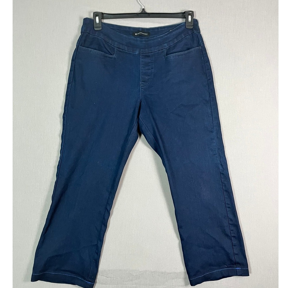 Lee Platinum Label Pull On Pants 14 Dark Wash Denim Stretch Good